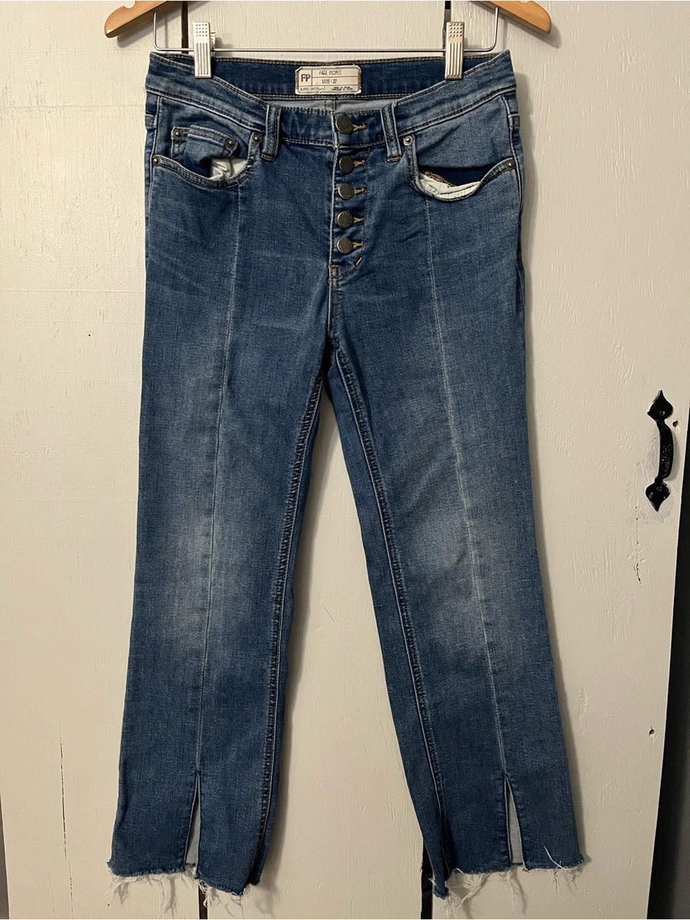 Free People Split Hem Button Fly Jeans Women's Blue Jeans Size 27